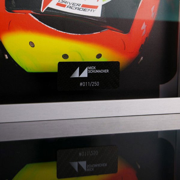 Mick Schumacher 2020 picture with handpainted carbon plate helmet 2020