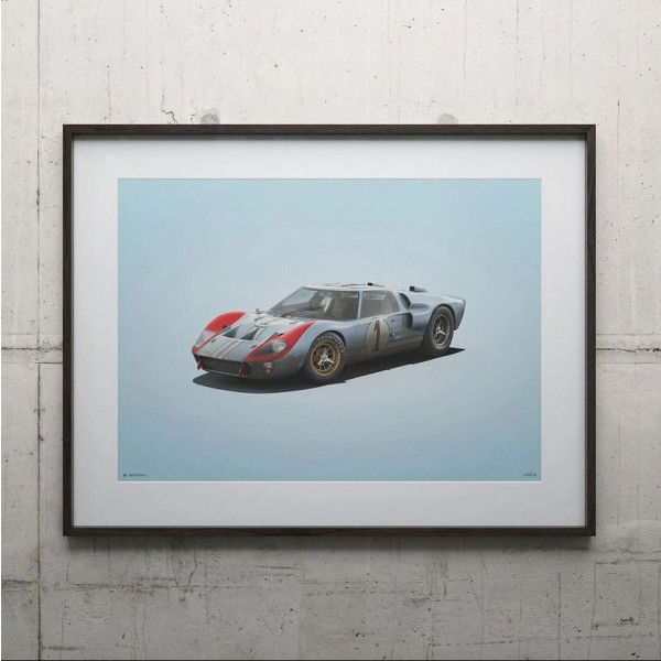 Poster Ford GT40 - Blue - 24h Le Mans - 1966 - Colors of Speed