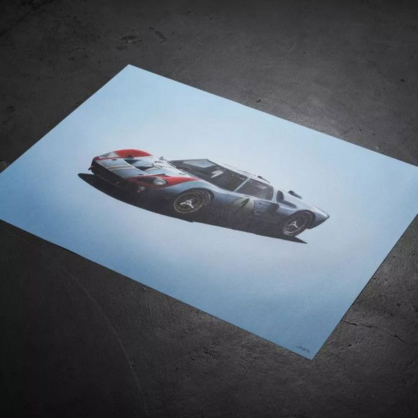 Poster Ford GT40 - Blue - 24h Le Mans - 1966 - Colors of Speed