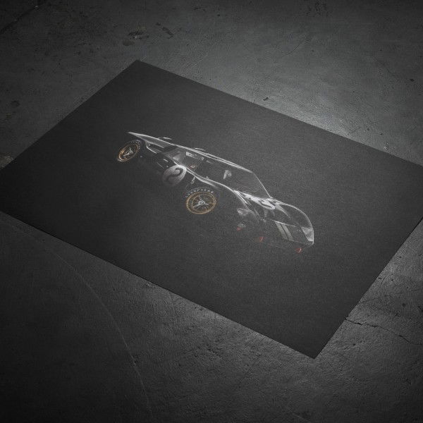 Poster Ford GT40 - Nero - 24h Le Mans - 1966 - Colors of Speed