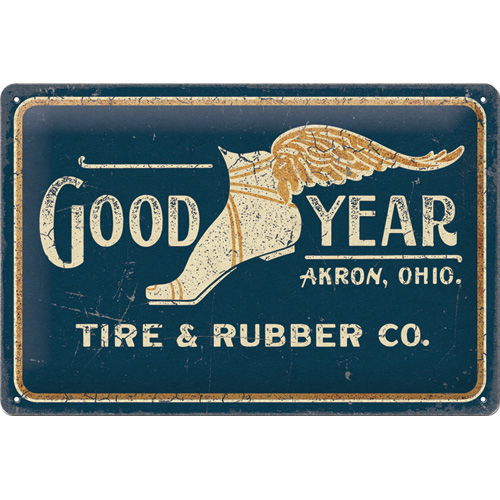 Cartel de hojalata Goodyear - Wing Foot Logo 1901 20x30cm