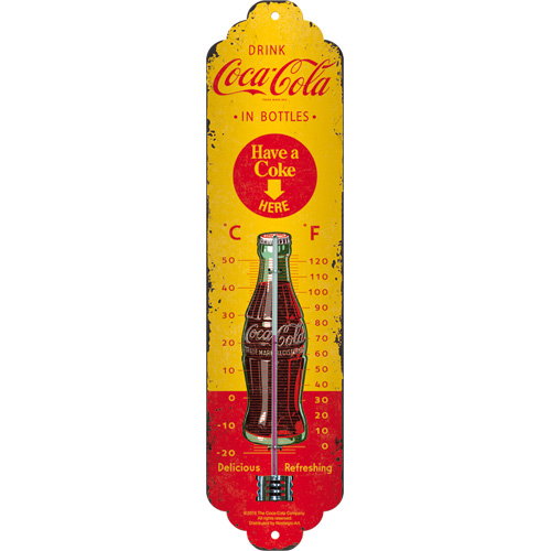Thermometer Coca-Cola - In Bottles gelb