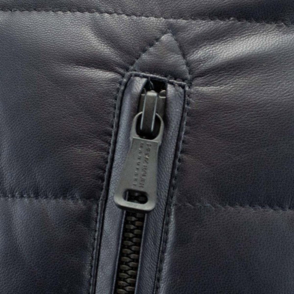 Heinz Bauer Veste en cuir Speedster blu navy