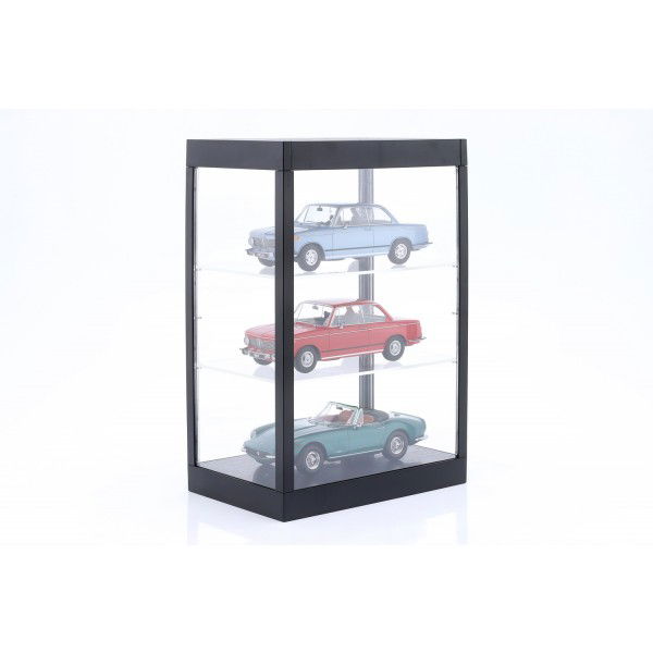 Display case with LED lighting for model cars in scale 1/18, 1/24, 1/43 black