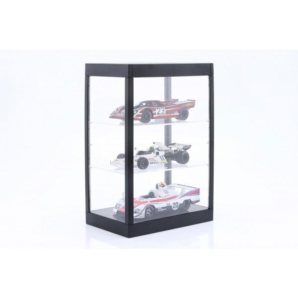 Vitrina con iluminación LED para maquetas de coches en escala 1/18, 1/24, 1/43 negro