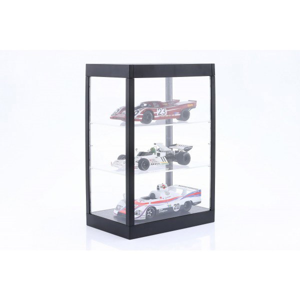 Vitrine mit LED-Beleuchtung für Modellautos im Maßstab 1:18, 1:24, 1:43 schwarz