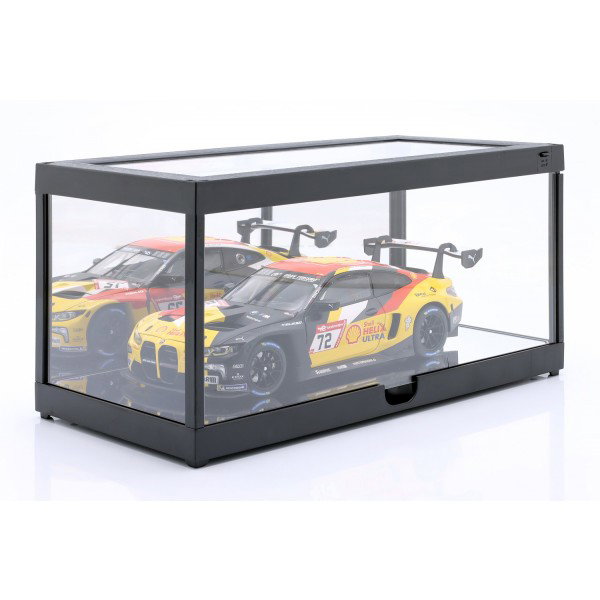Vitrine individuelle avec éclairage LED et miroir pour modèles réduits de voitures à l'échelle 1/18 noir