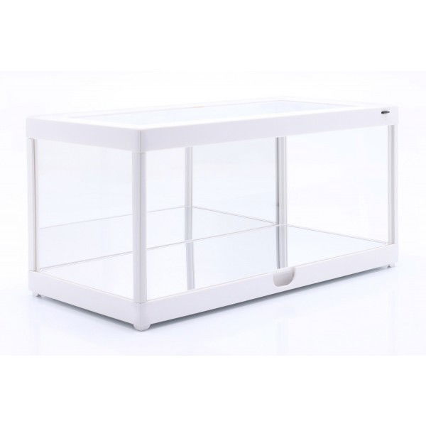 Vitrina individual con iluminación LED y espejo para maquetas de coches a escala 1/18 blanco