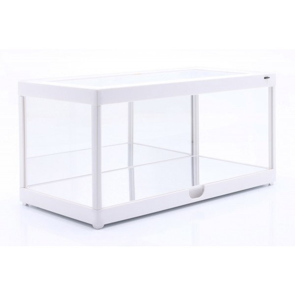 Vitrine individuelle avec éclairage LED et miroir pour modèles réduits de voitures à l'échelle 1/18 blanc