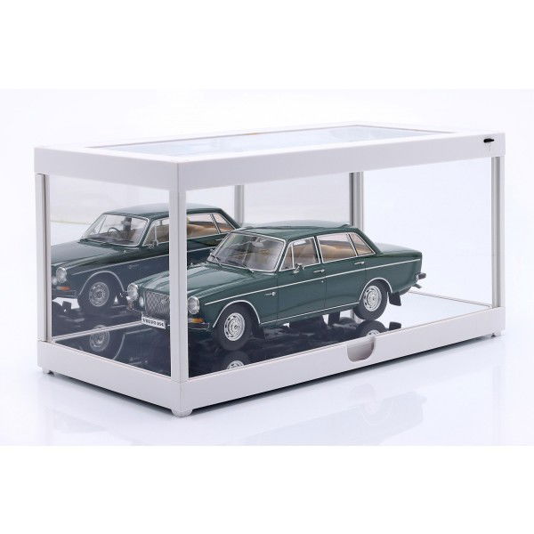Vitrina individual con iluminación LED y espejo para maquetas de coches a escala 1/18 blanco