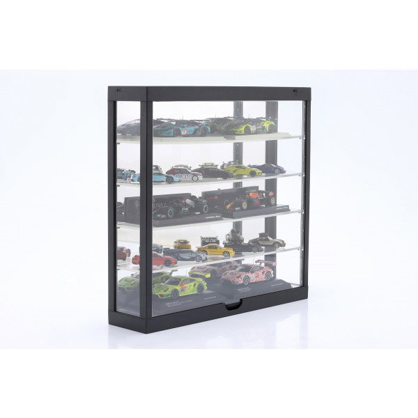 Vitrine avec éclairage LED et miroir pour modèles réduits de voitures aux échelles 1/43, 1/64 noir