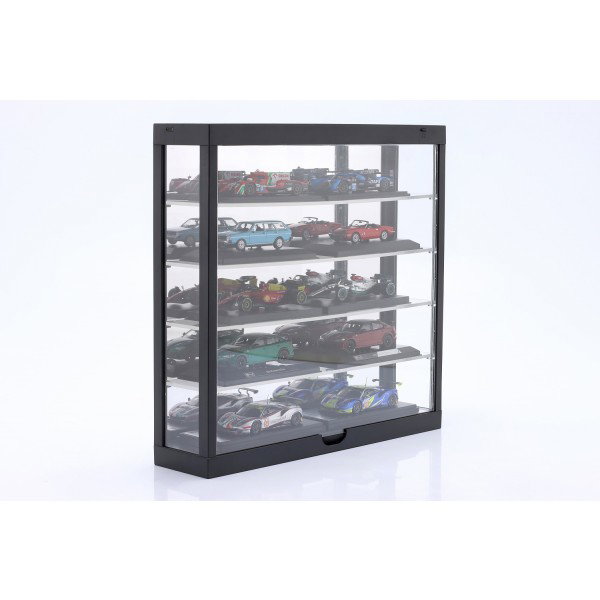 Vitrine avec éclairage LED et miroir pour modèles réduits de voitures aux échelles 1/43, 1/64 noir