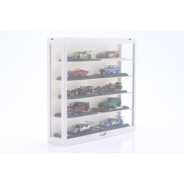 Vitrine avec éclairage LED pour modèles réduits de voitures à l'échelle 1/43, 1/64 blanc