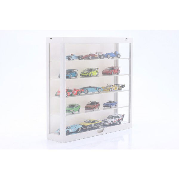 Vetrina con illuminazione a LED per automodelli in scala 1/43, 1/64 bianca