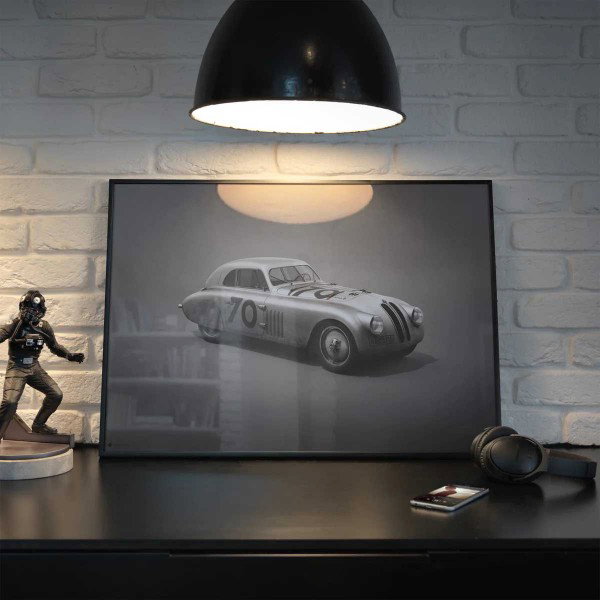 Affiche BMW 328 - Silver - Mille Miglia - 1940  - Colors of Speed