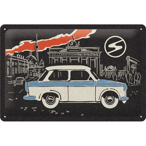 Blechschild Trabant - Berlin schwarz 20x30cm