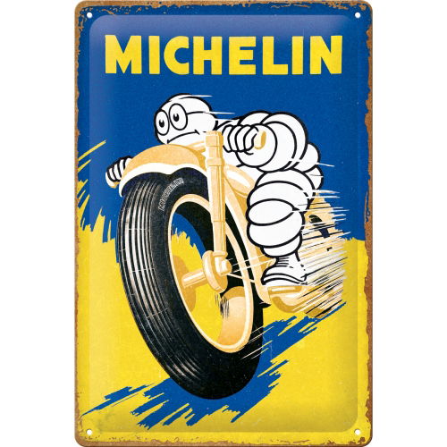 Metal-Plate Sign Michelin - Motorcycle Bibendum 20x30cm
