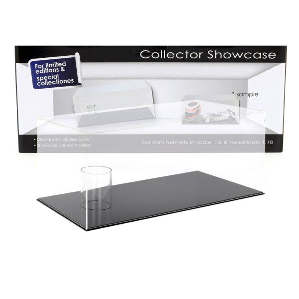 Vitrine pour 1 casque à l'échelle 1/2 et 1 maquette de voiture à l'échelle 1/18