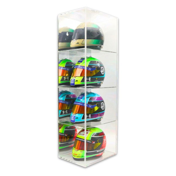 Display case for 4 helmets in 1/2 scale mirrored