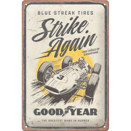 Cartello di latta Goodyear - Blue Strikes again 20x30cm