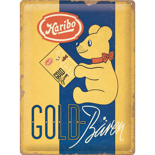 Blechschild HARIBO - Goldbären Vintage Gold 30x40cm