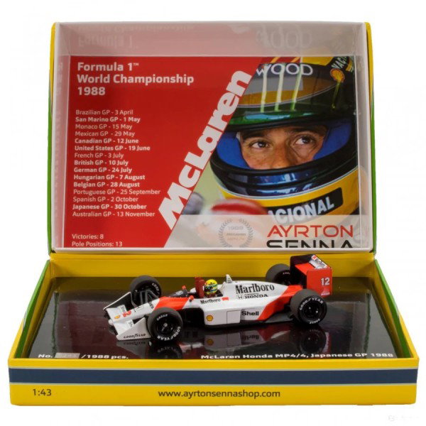 Ayrton Senna McLaren Honda MP4/4 Formel 1 Japan GP 1988 1:43