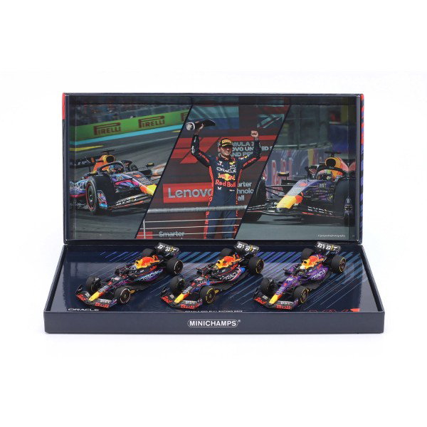 Red Bull Racing Verstappen Sieger Miami, Austin, Las Vegas GP 2023 3er-Set 1:43