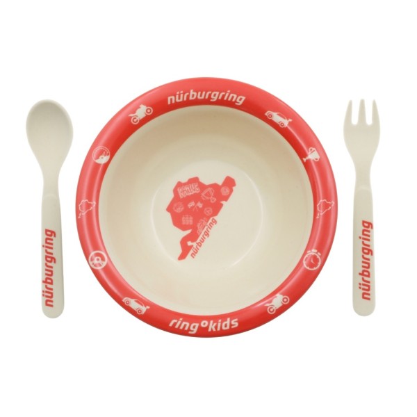 Nürburgring Set di stoviglie per bambini bianco/rosso