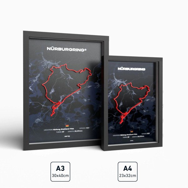 Poster 3D Nürburgring GP Track rosso A3