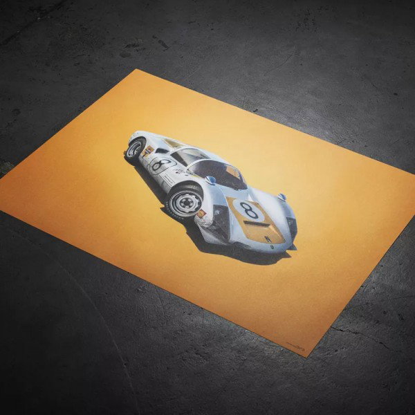 Cartel Porsche 906 - blanco - GP de Japón - 1967 - Colors of Speed