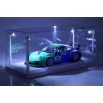 Vitrine unique blanc avec 4 lampes LED mobiles pour l'échelle 1/18