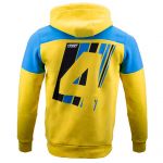 HRT Felpa con cappuccio No. 4 blu/giallo
