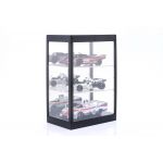Display case with LED lighting and mirror for model cars on a scale of 1/18, 1/24, 1/43 black