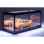 Single display case with LED lighting and mirror for 1/18 scale model cars black
