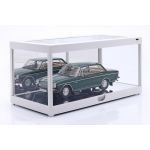 Vitrina individual con iluminación LED y espejo para maquetas de coches a escala 1/18 blanco