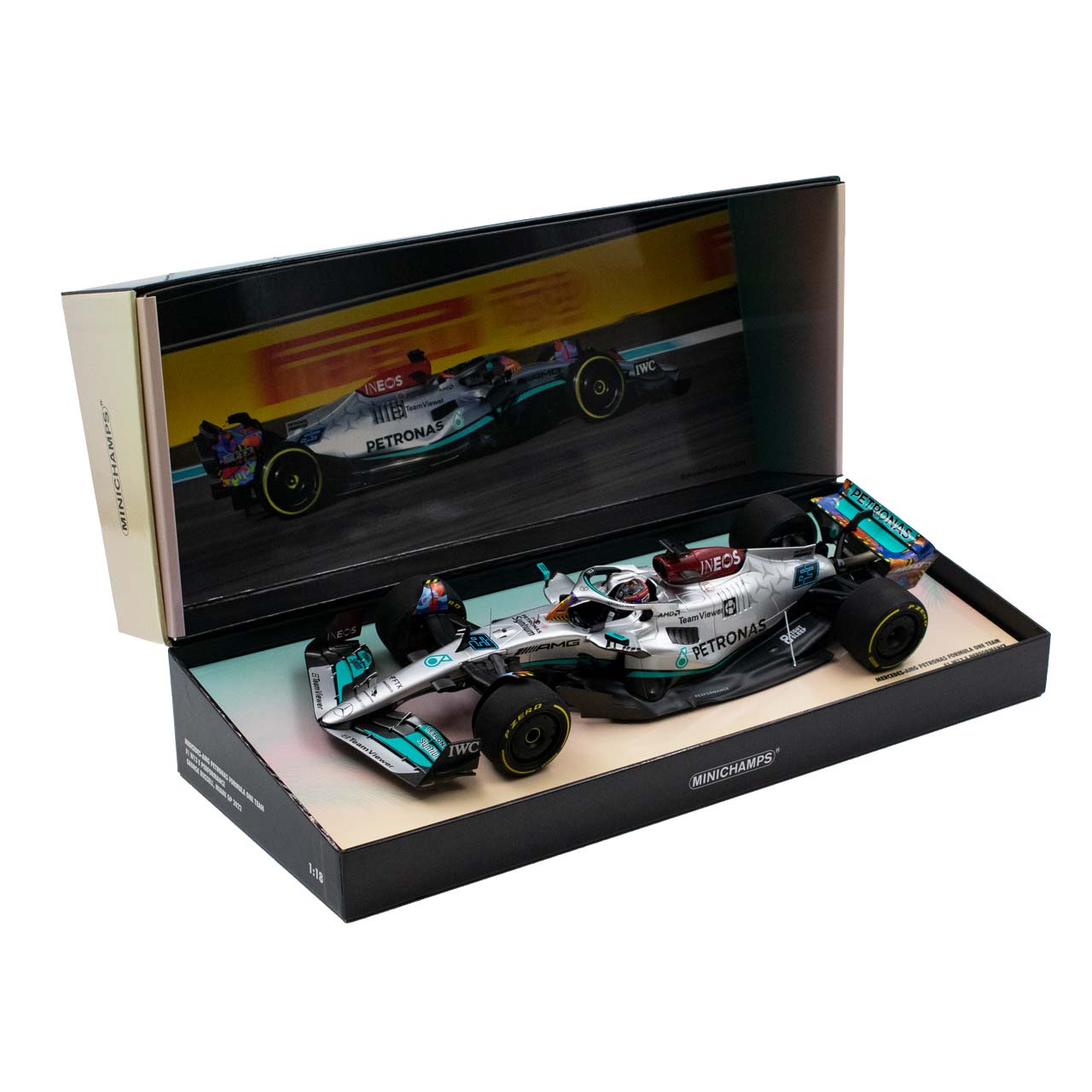 George Russell Mercedes AMG Petronas W13 Formel 1 Miami GP 2022 Limitierte Edition 1:18