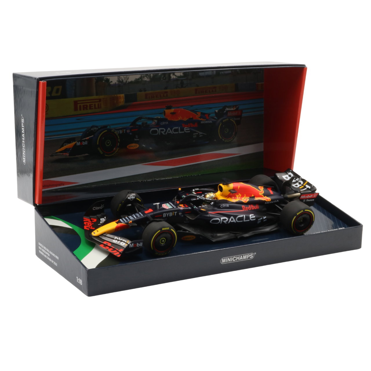 Max Verstappen Oracle Red Bull Racing RB18 Formel 1 Sieger Abu Dhabi GP 2022 Limitierte Edition 1:18