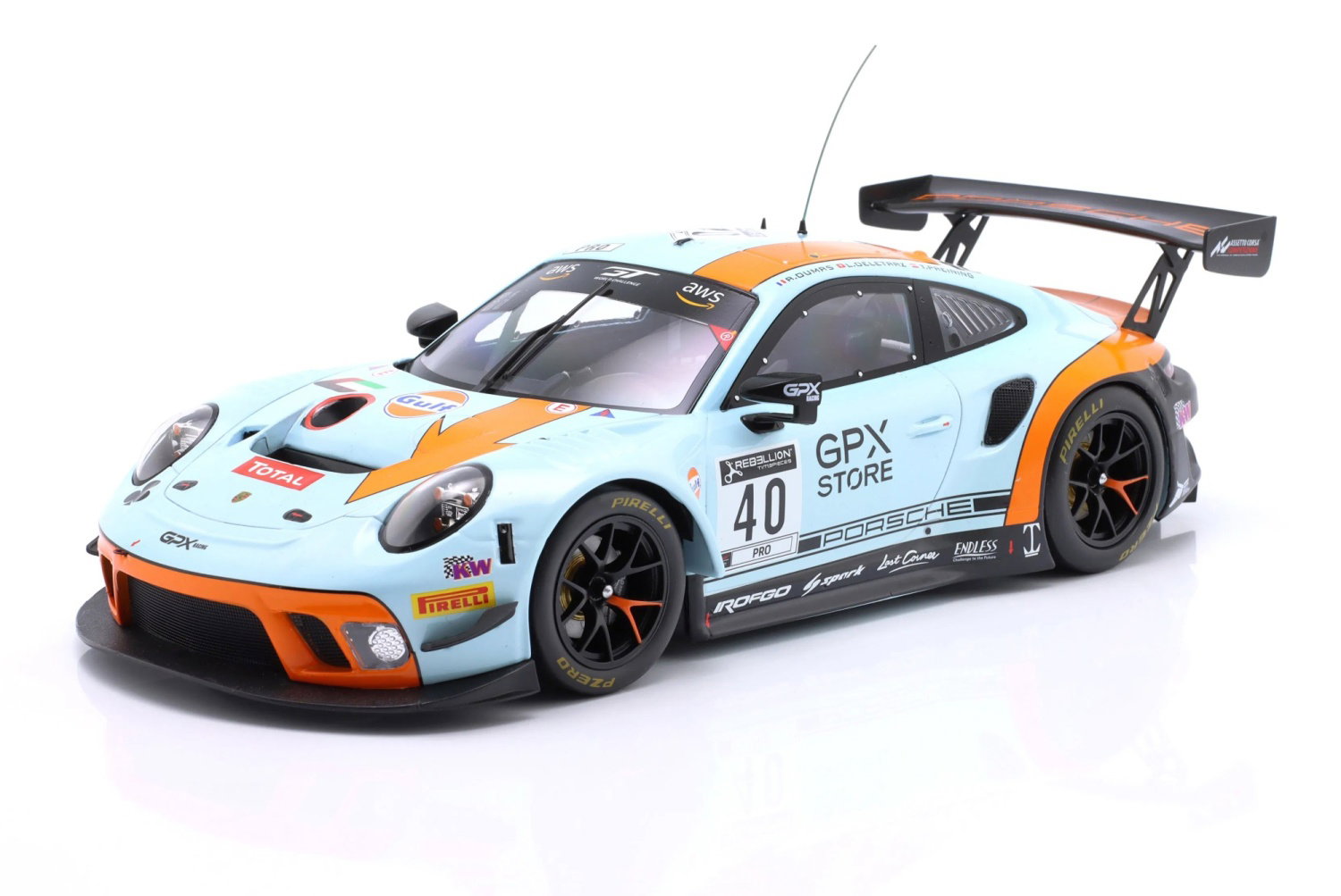 Porsche 911 GT3 R #40 24h Spa 2020 Del&eacute;traz Dumas Preining 1:18